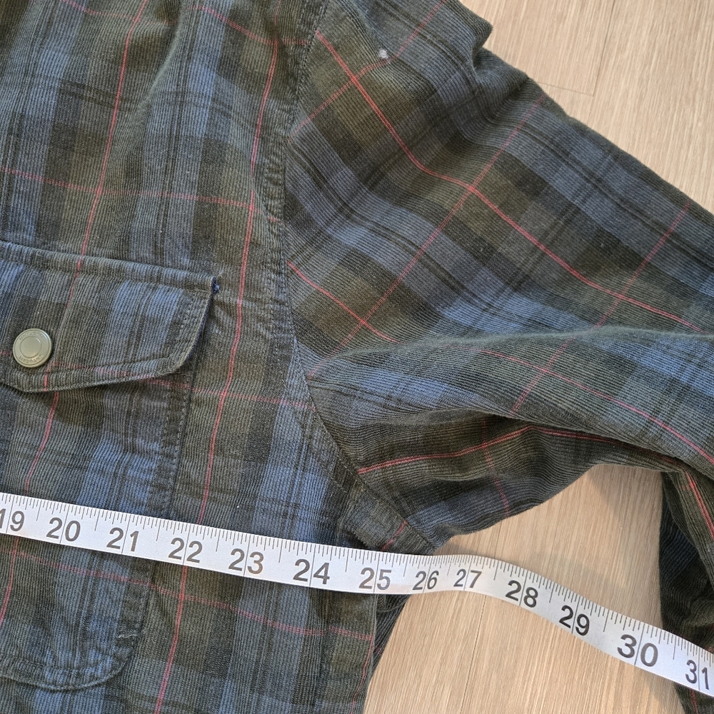 Untuckit Corduroy Overshirt in Blue and Green plaid button down‎ size XX Large - Picture 6 of 8